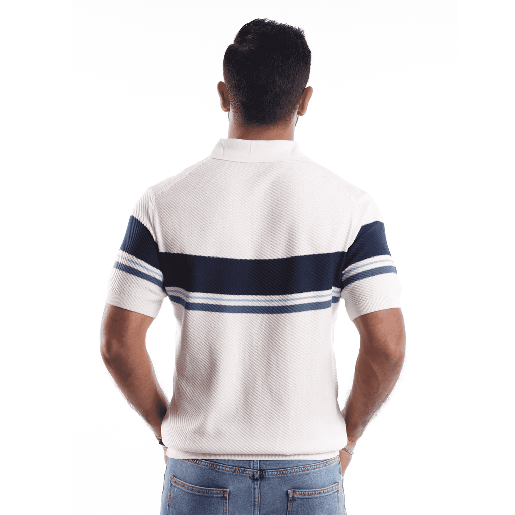White strip  Short Sleeves Polo - MPO133s - nagahomme