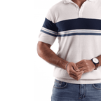 White strip  Short Sleeves Polo - MPO133s - nagahomme