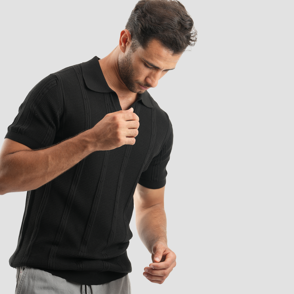 Black short sleeve polo-MPO134s - Naga Homme