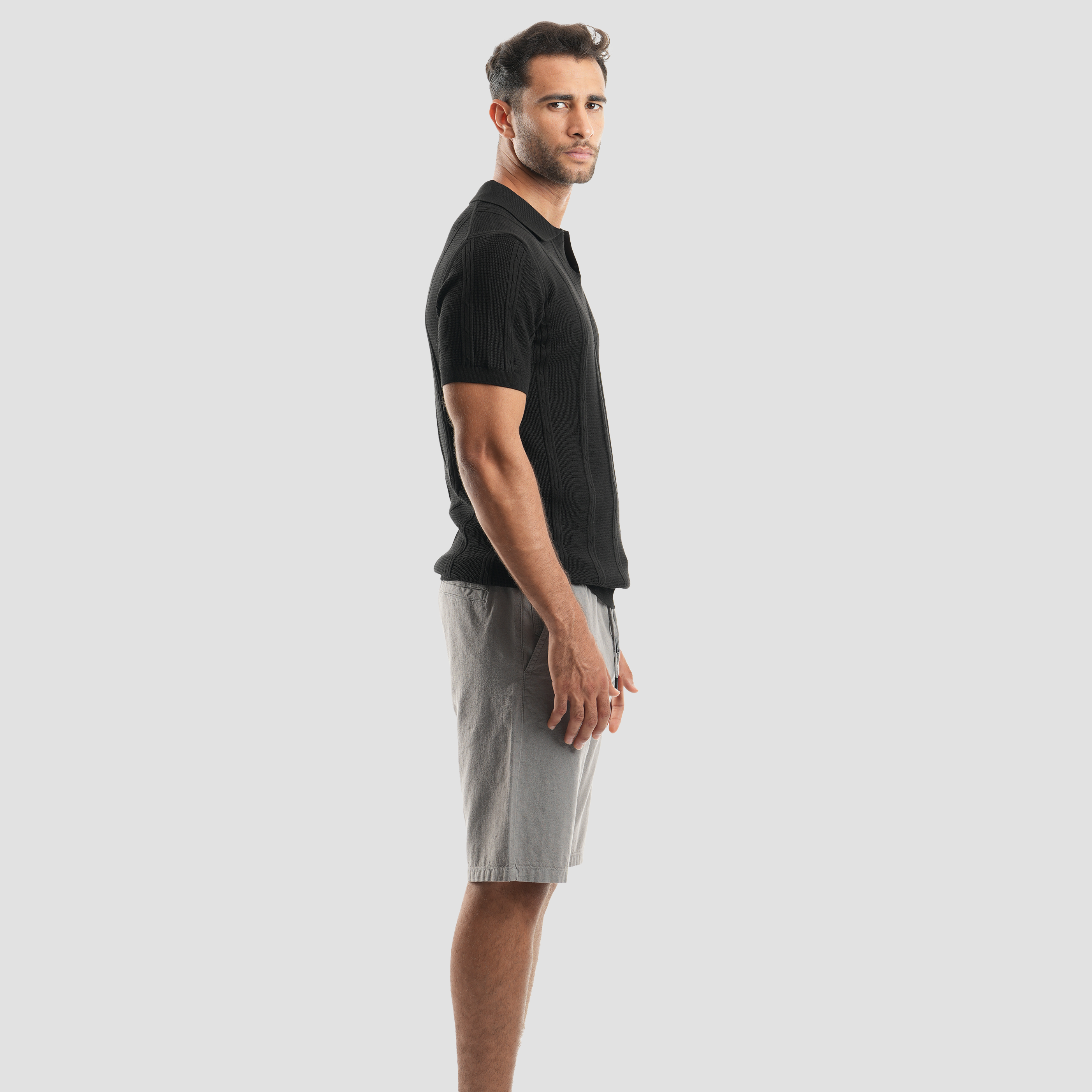Black short sleeve polo-MPO134s - Naga Homme