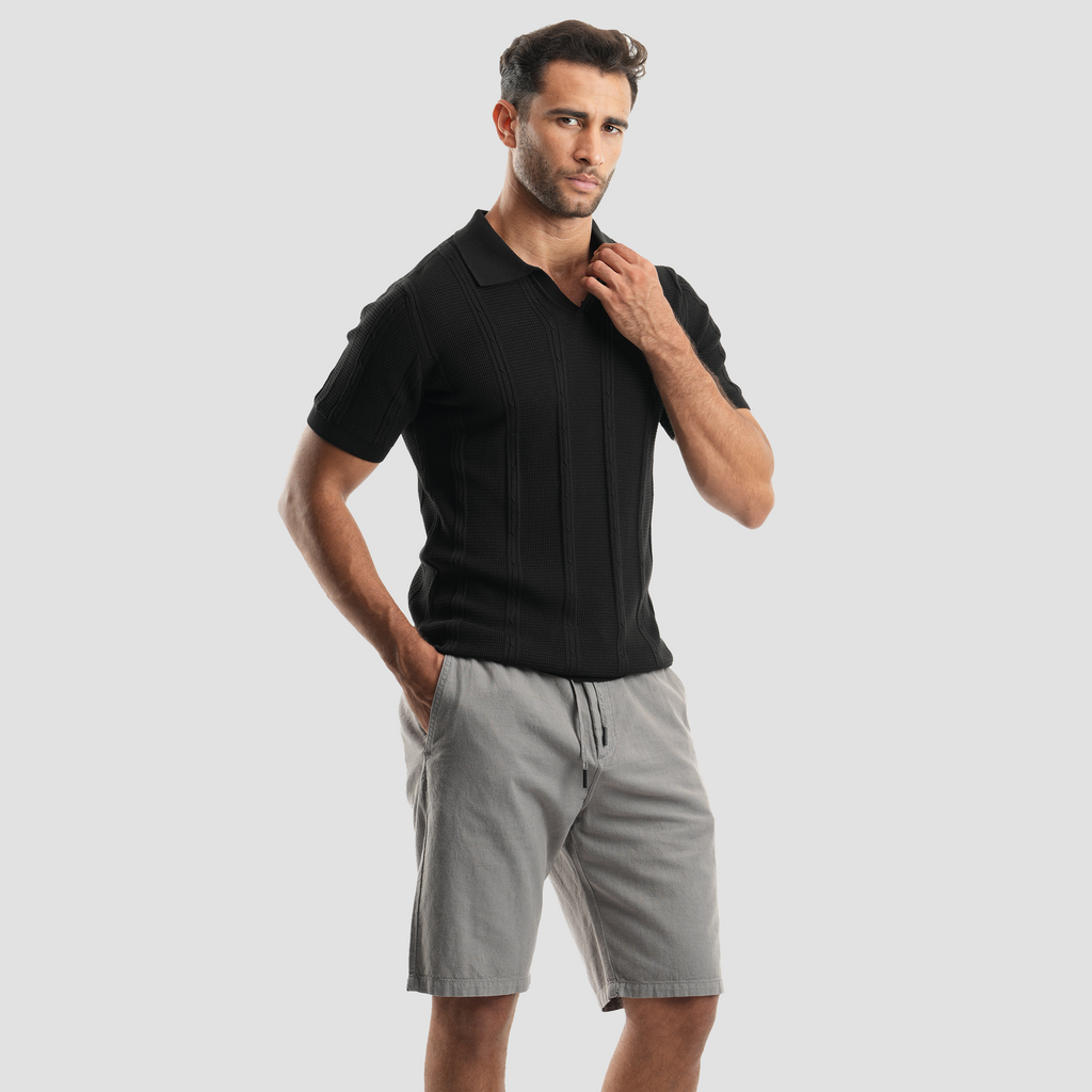 Black short sleeve polo-MPO134s - Naga Homme