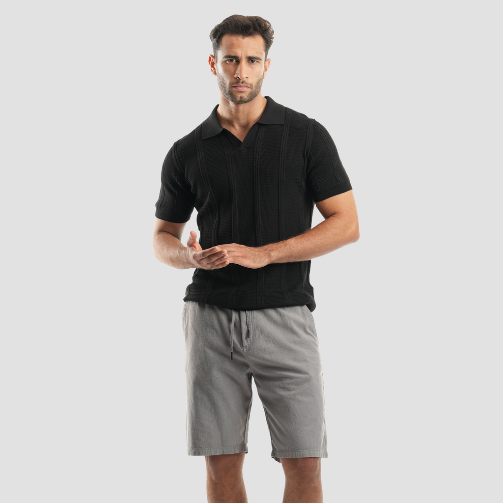 Black short sleeve polo-MPO134s - Naga Homme