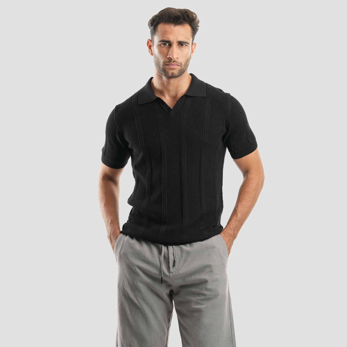Black short sleeve polo-MPO134s