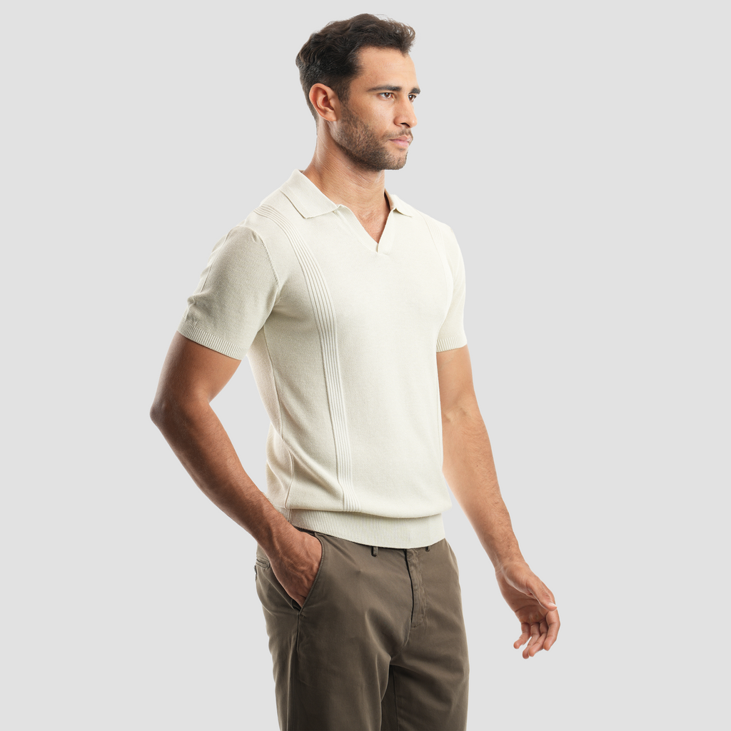 Light Beige short sleeve polo-MPO136s - Naga Homme