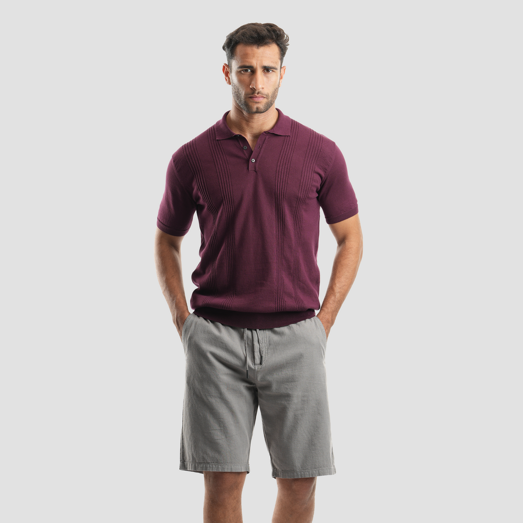 Dark Bordaux short sleeve polo shirt-MPO135 S - Naga Homme