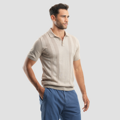 Beige short sleeve polo shirt-MPO135 S