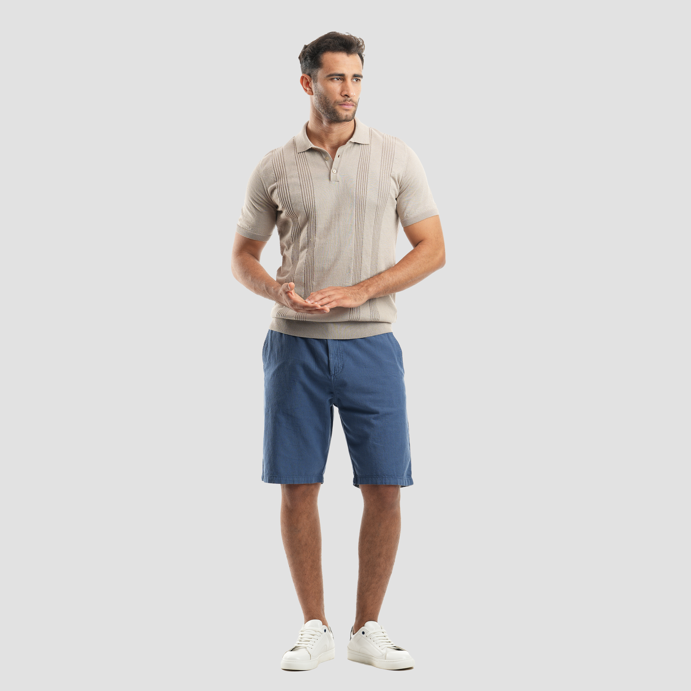Beige short sleeve polo shirt-MPO135 S
