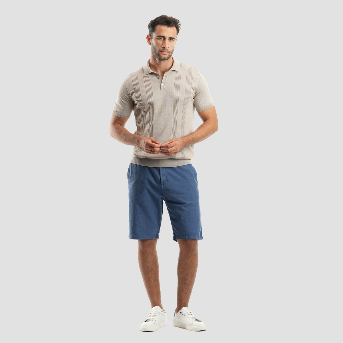 Beige short sleeve polo shirt-MPO135 S