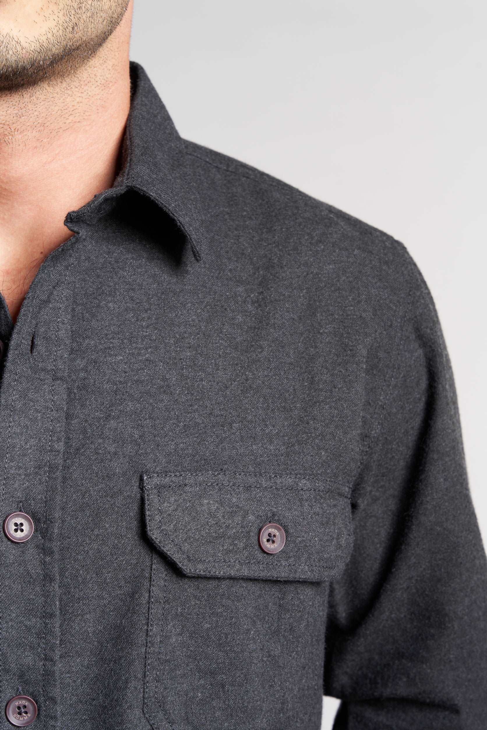 Dark Grey Casual Shirt with Front Pockets(558)