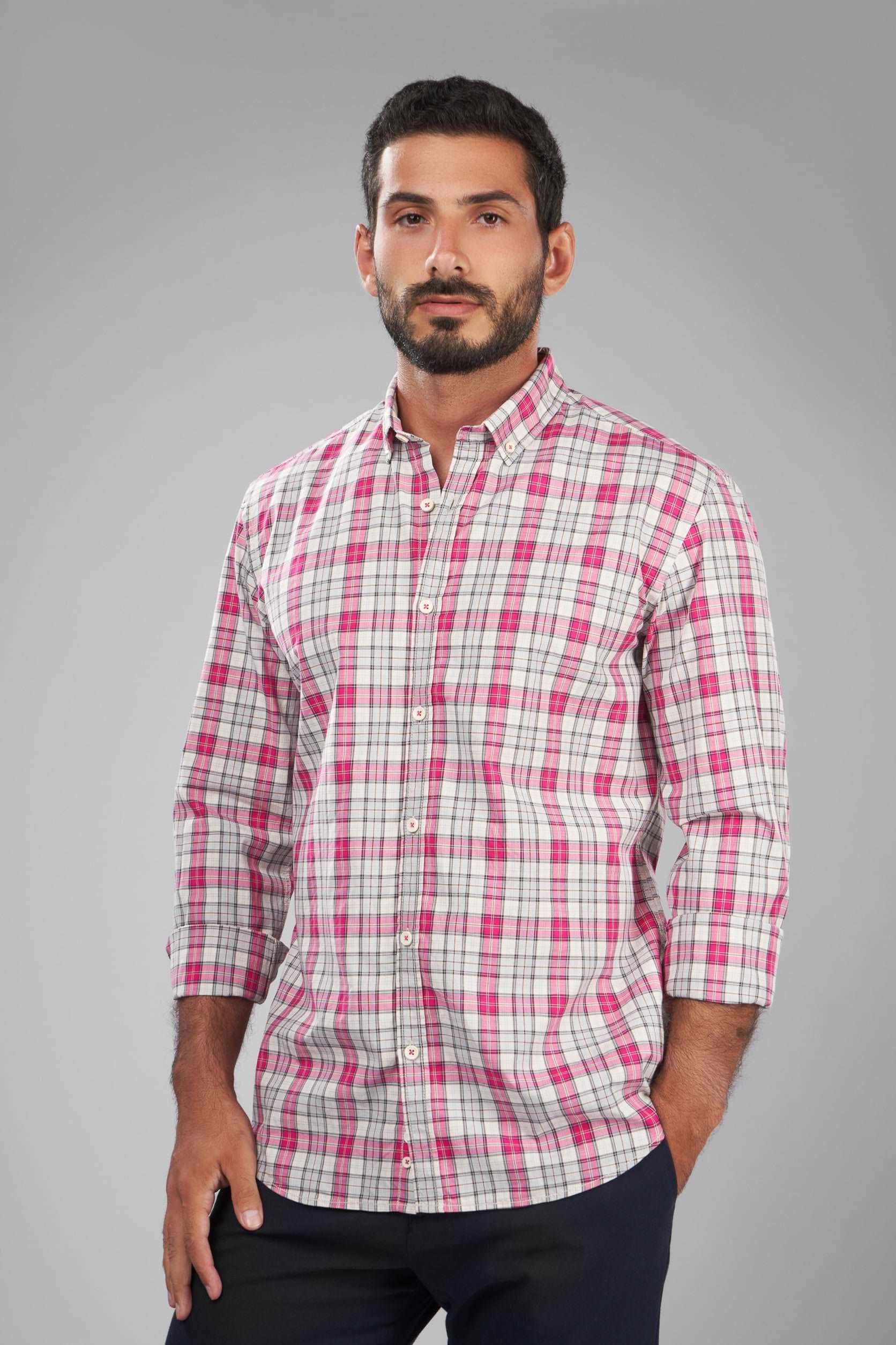 Fuschia Checks Long Sleeve Shirt(600)