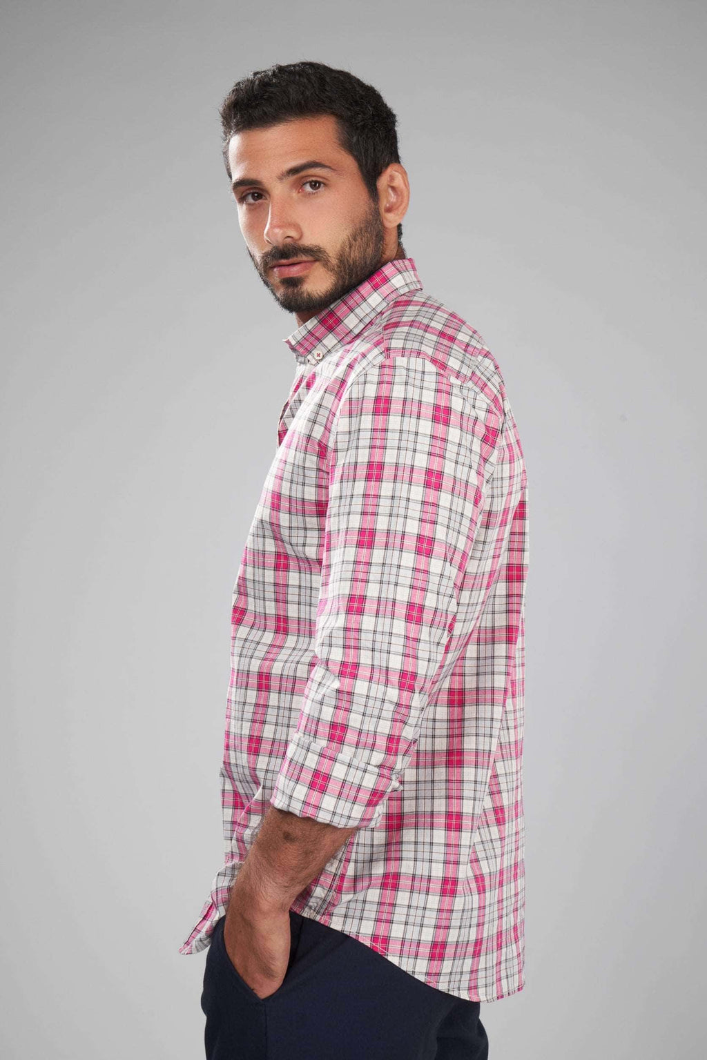 Fuschia Checks Long Sleeve Shirt(600)