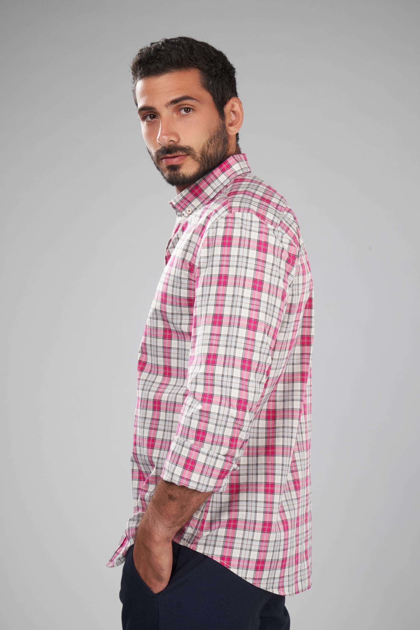 Fuschia Checks Long Sleeve Shirt(600)