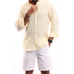 Yellow*White Linen Shirt - MSH644 - nagahomme