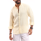 Yellow*White Linen Shirt - MSH644 - nagahomme