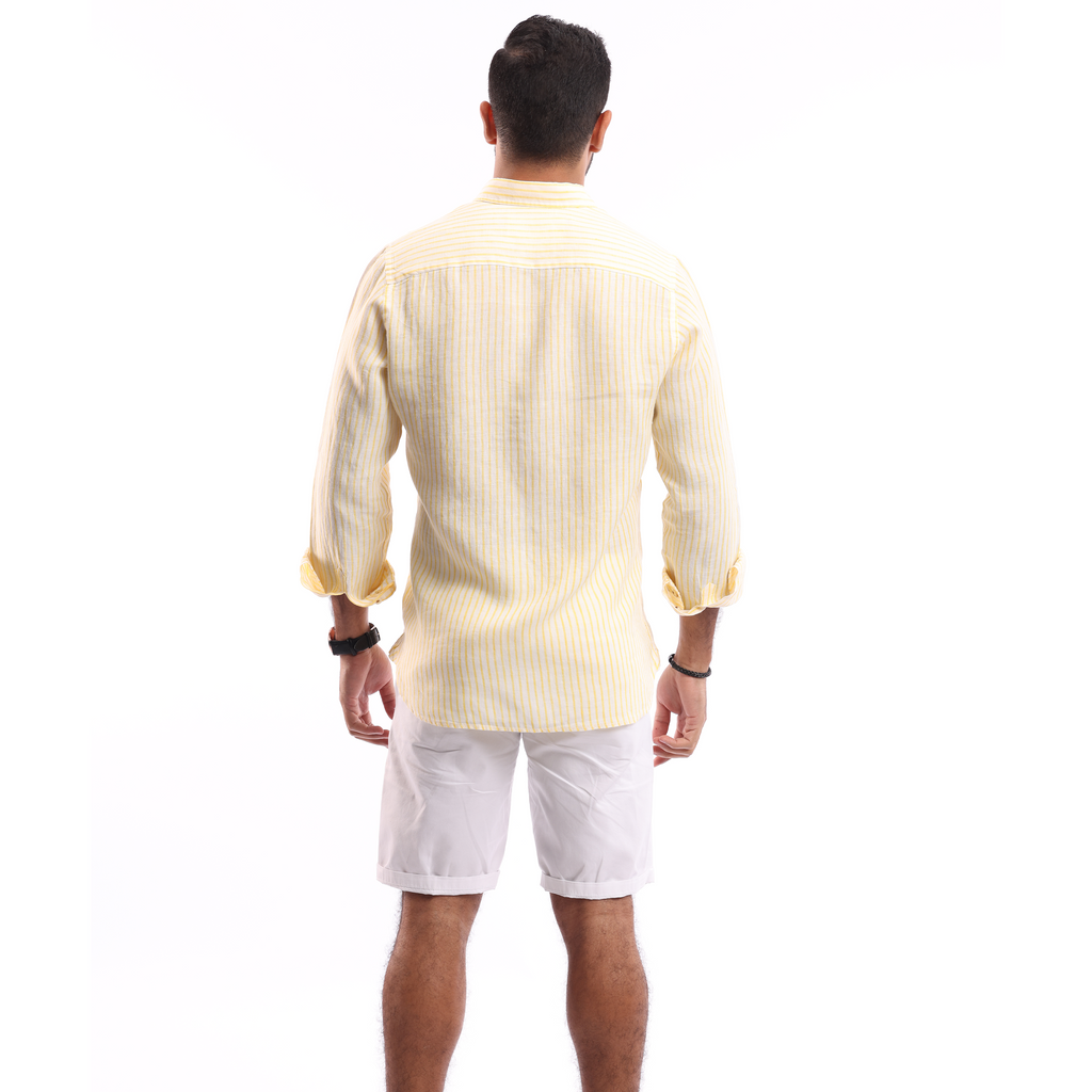Yellow*White Linen Shirt - MSH644 - nagahomme