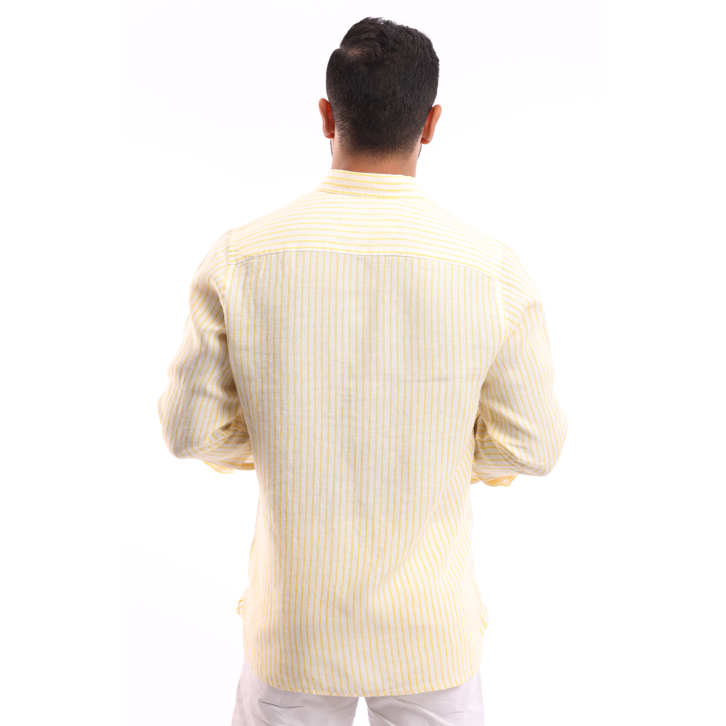 Yellow*White Linen Shirt - MSH644 - nagahomme