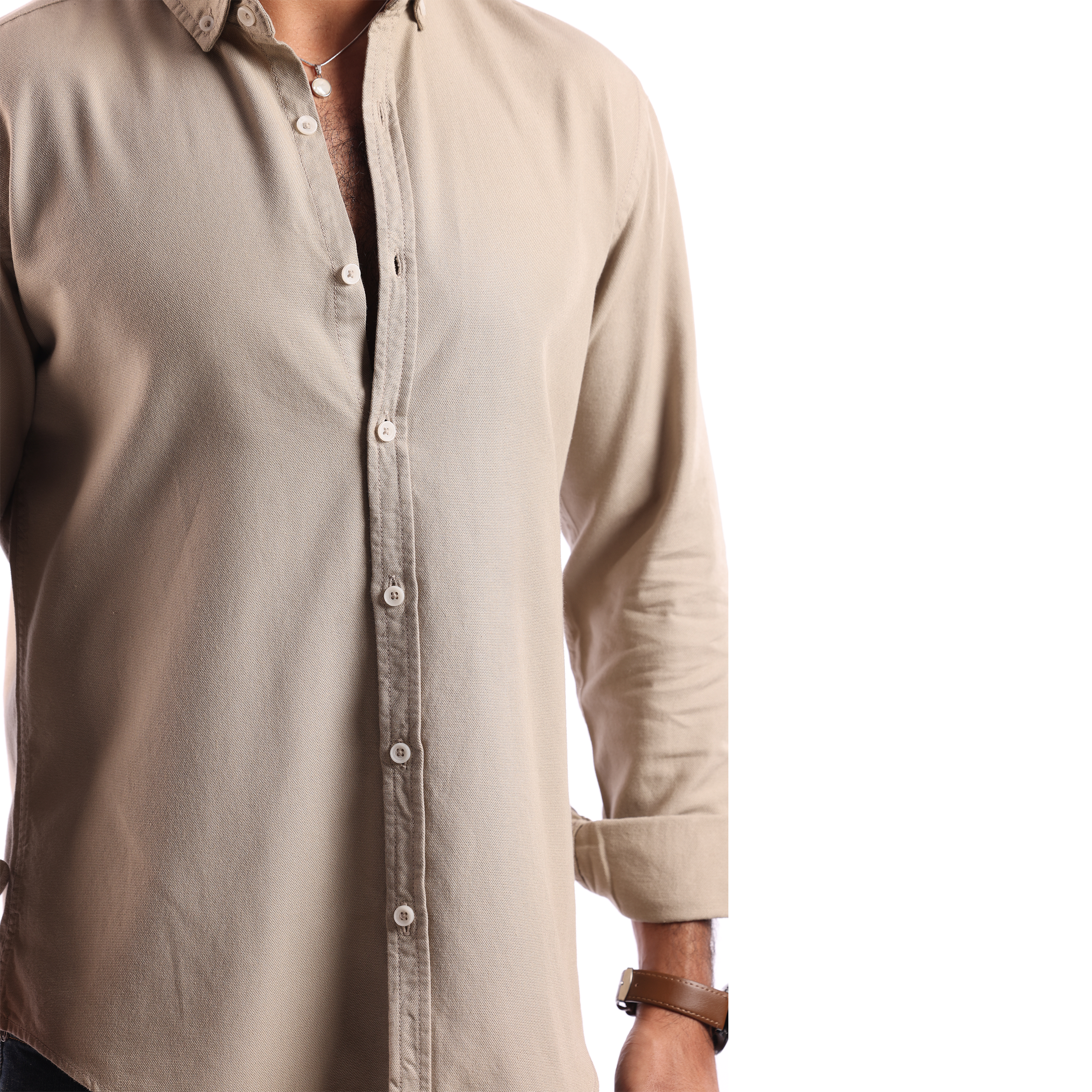 Beige Oxford Shirt - MSH776 - Naga Homme