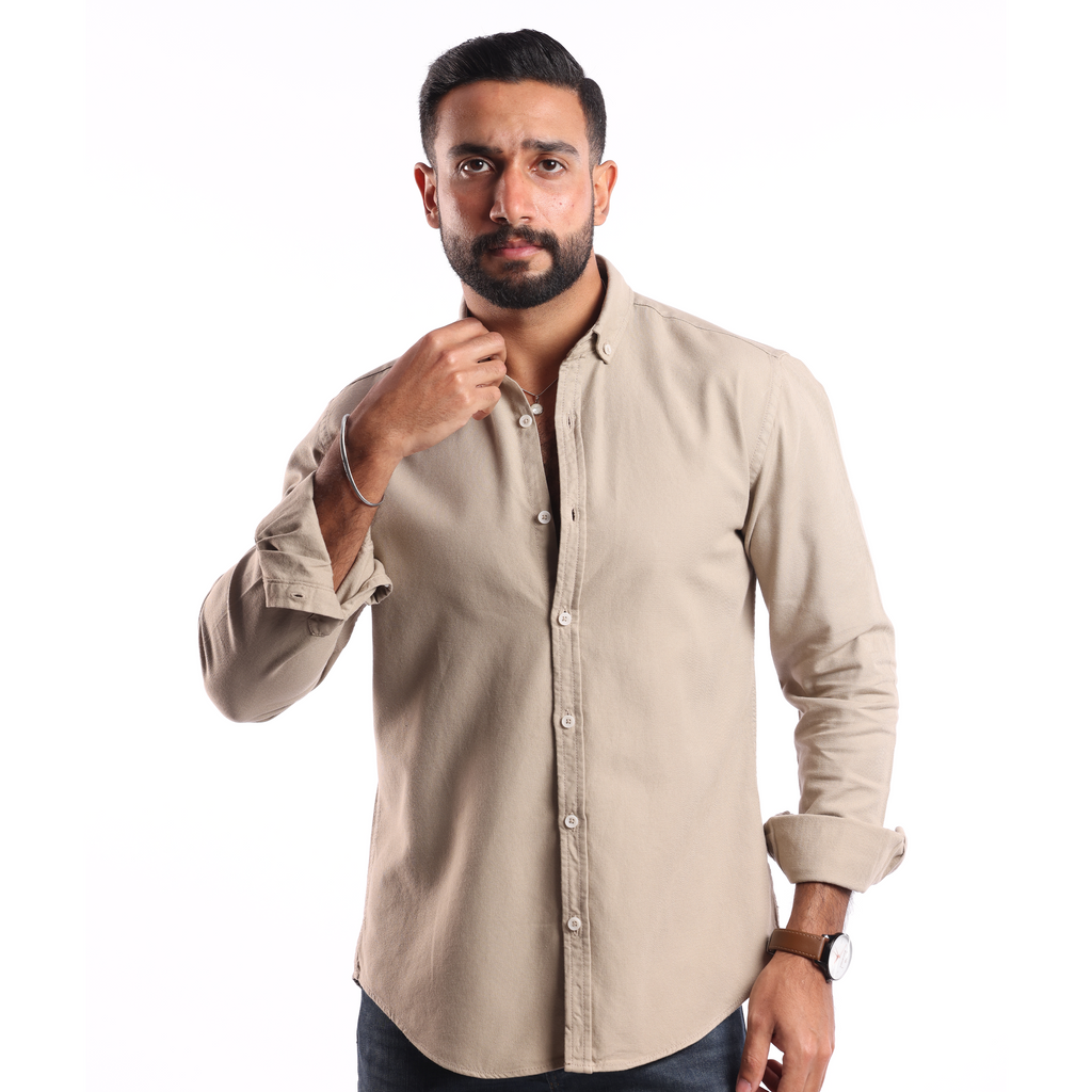 Beige Oxford Shirt - MSH776 - Naga Homme