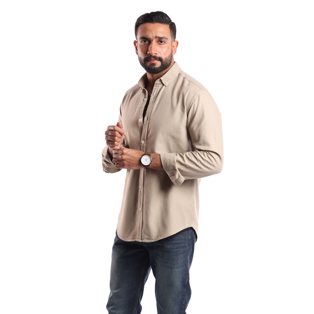 Beige Oxford Shirt - MSH776 - Naga Homme