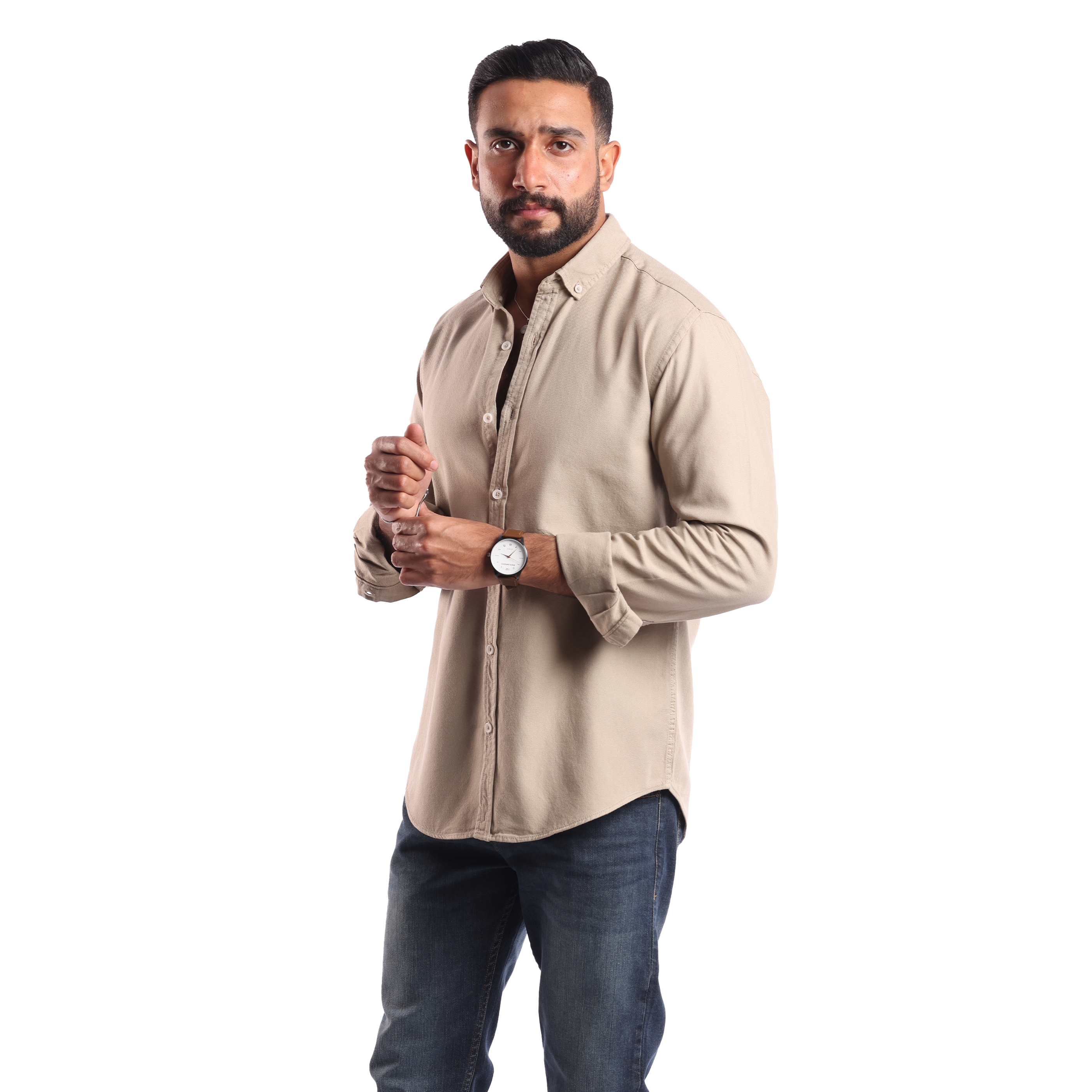 Beige Oxford Shirt - MSH776 - Naga Homme