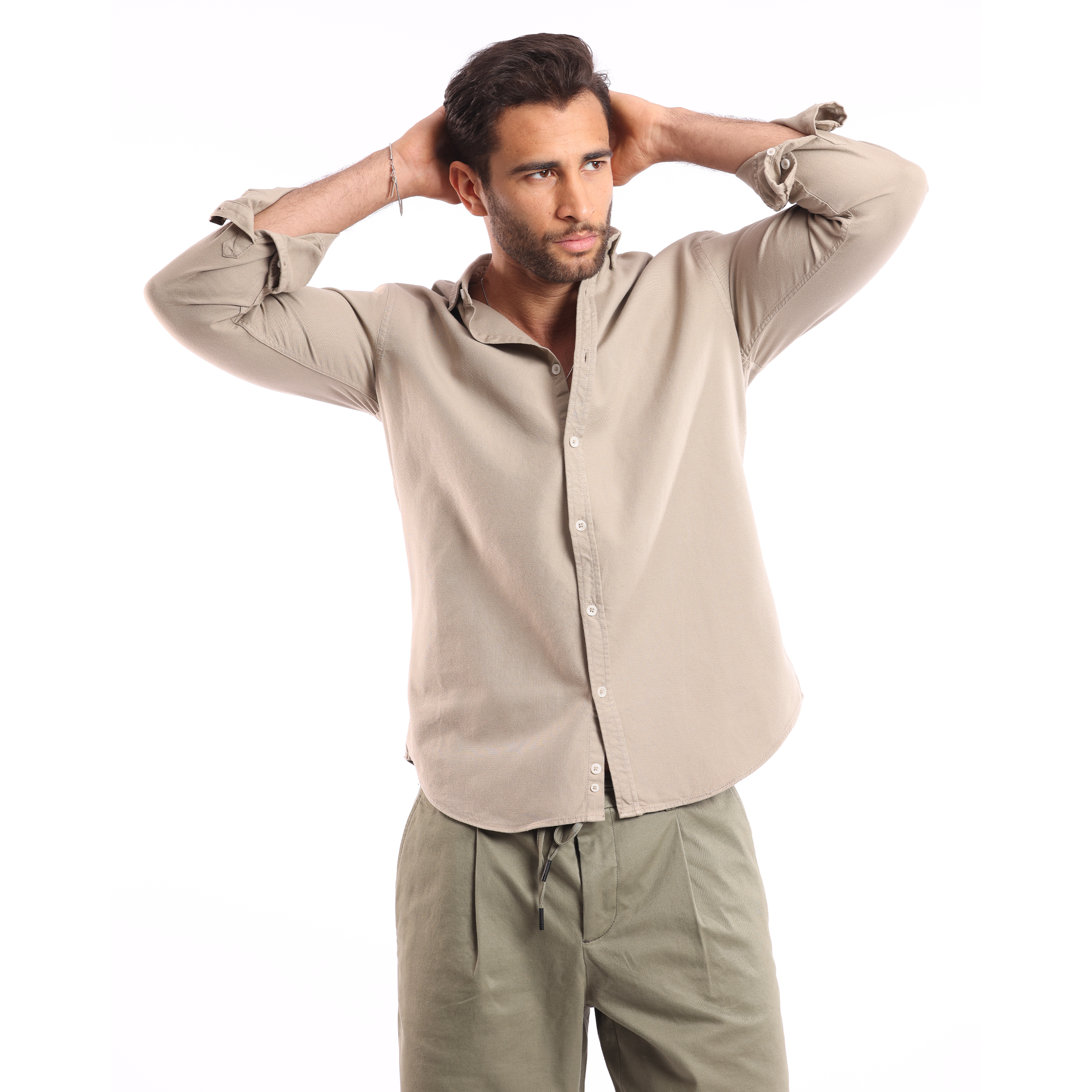 Light Beige Oxford Shirt - MSH776 - nagahomme Main image