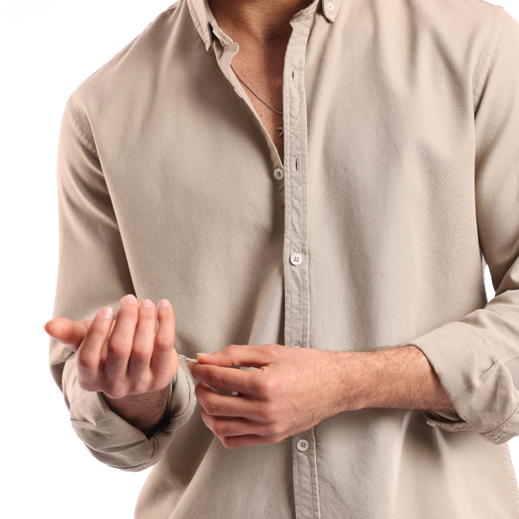 Light Beige Oxford Shirt - MSH776 - nagahomme