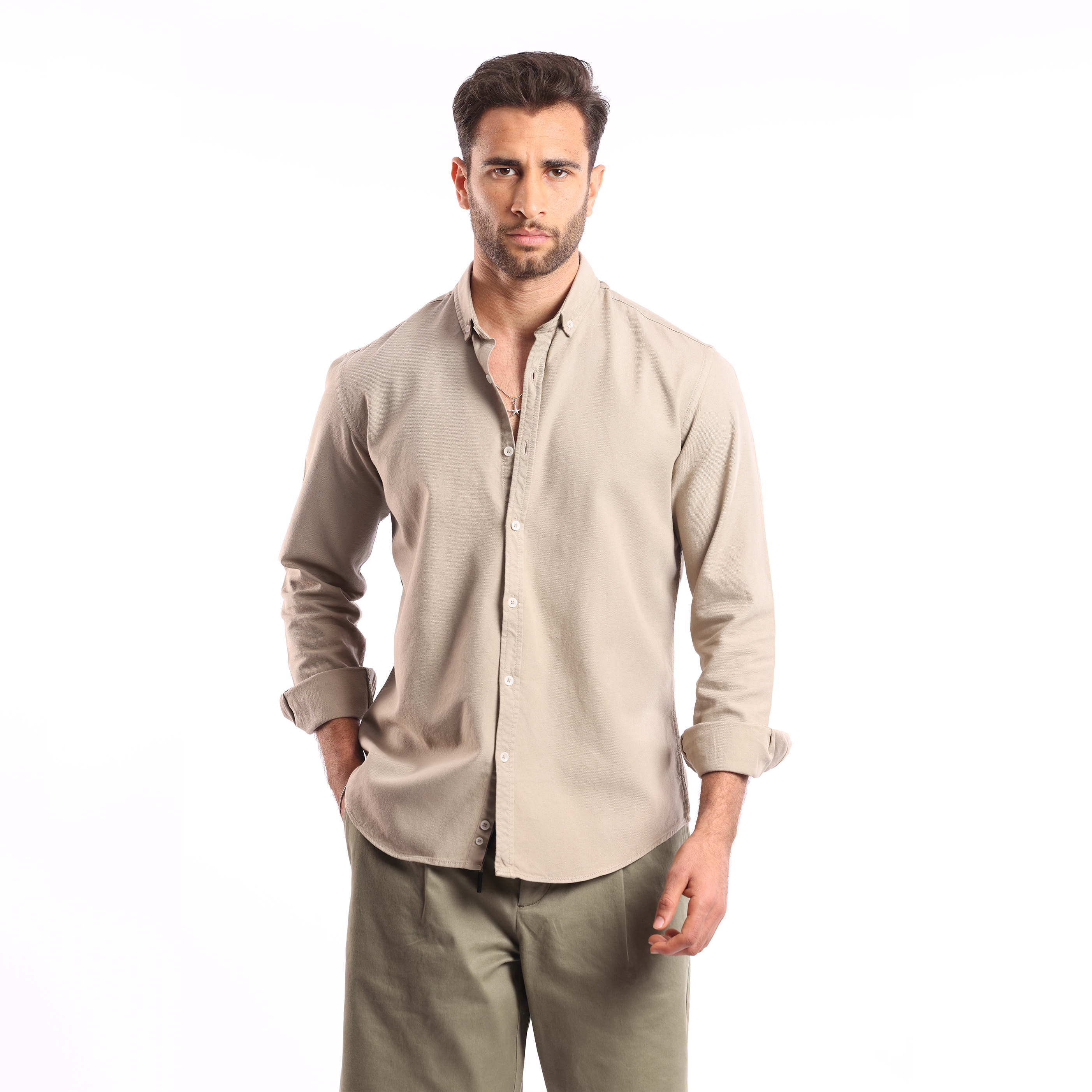 Light Beige Oxford Shirt - MSH776 - nagahomme