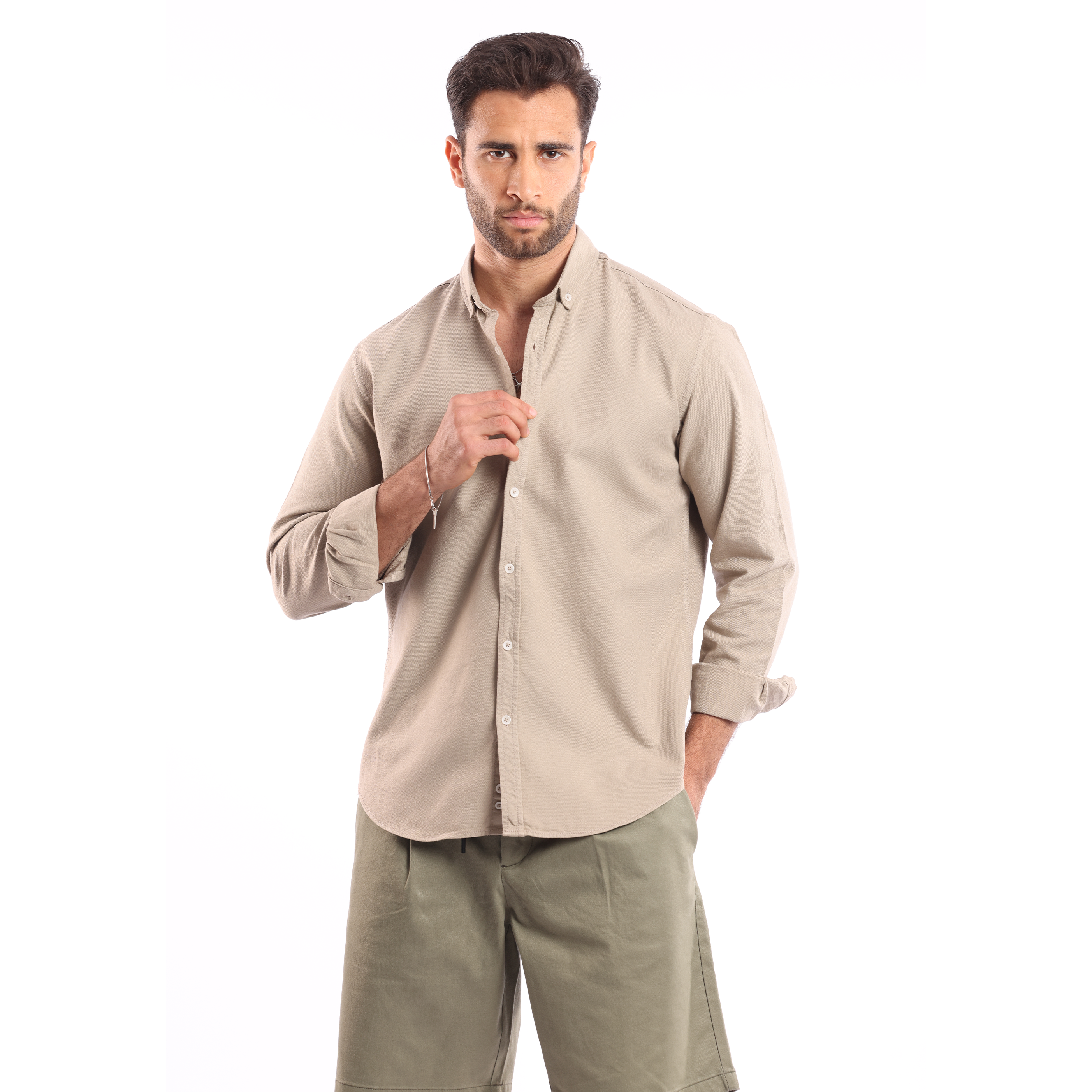 Light Beige Oxford Shirt - MSH776 - nagahomme