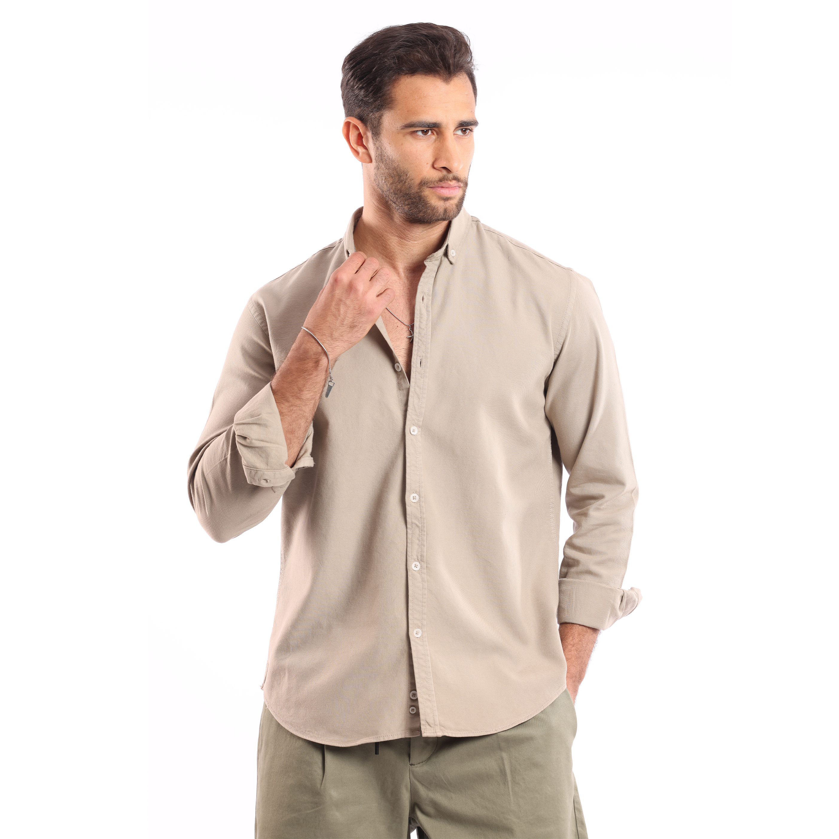 Light Beige Oxford Shirt - MSH776 - nagahomme