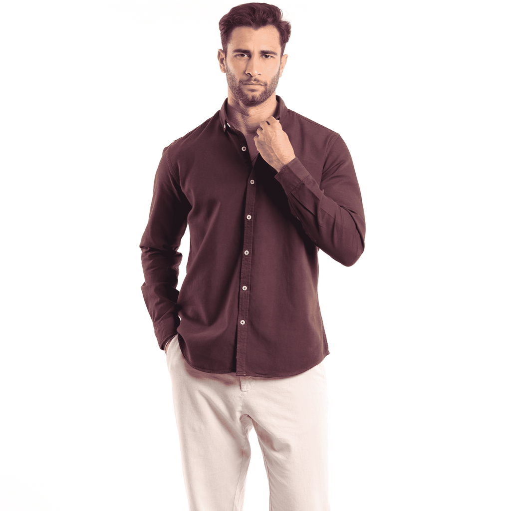 Burgandi Oxford Strip Shirt - MSH776 - nagahomme