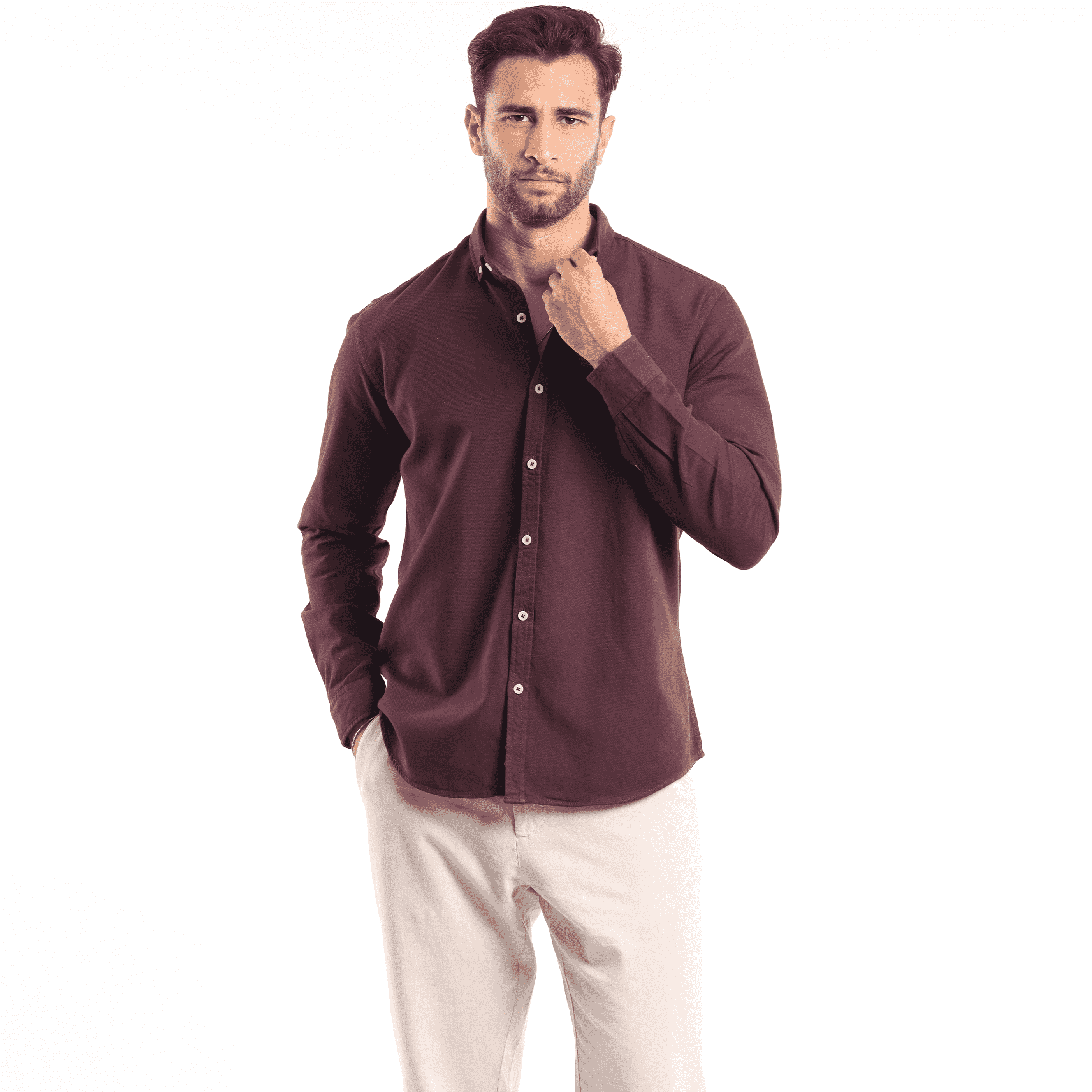 Burgandi Oxford Strip Shirt - MSH776 - nagahomme