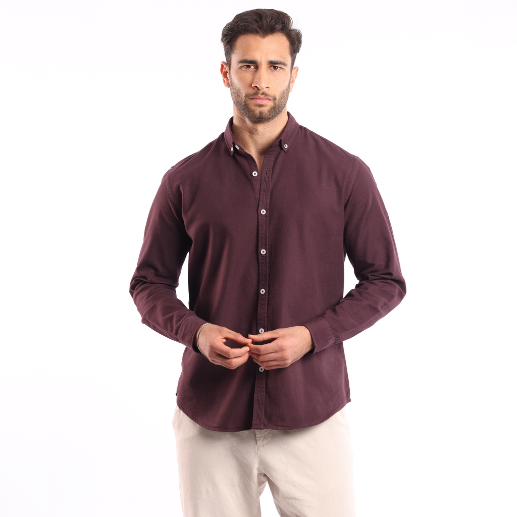 Burgandi Oxford Strip Shirt - MSH776 - nagahomme