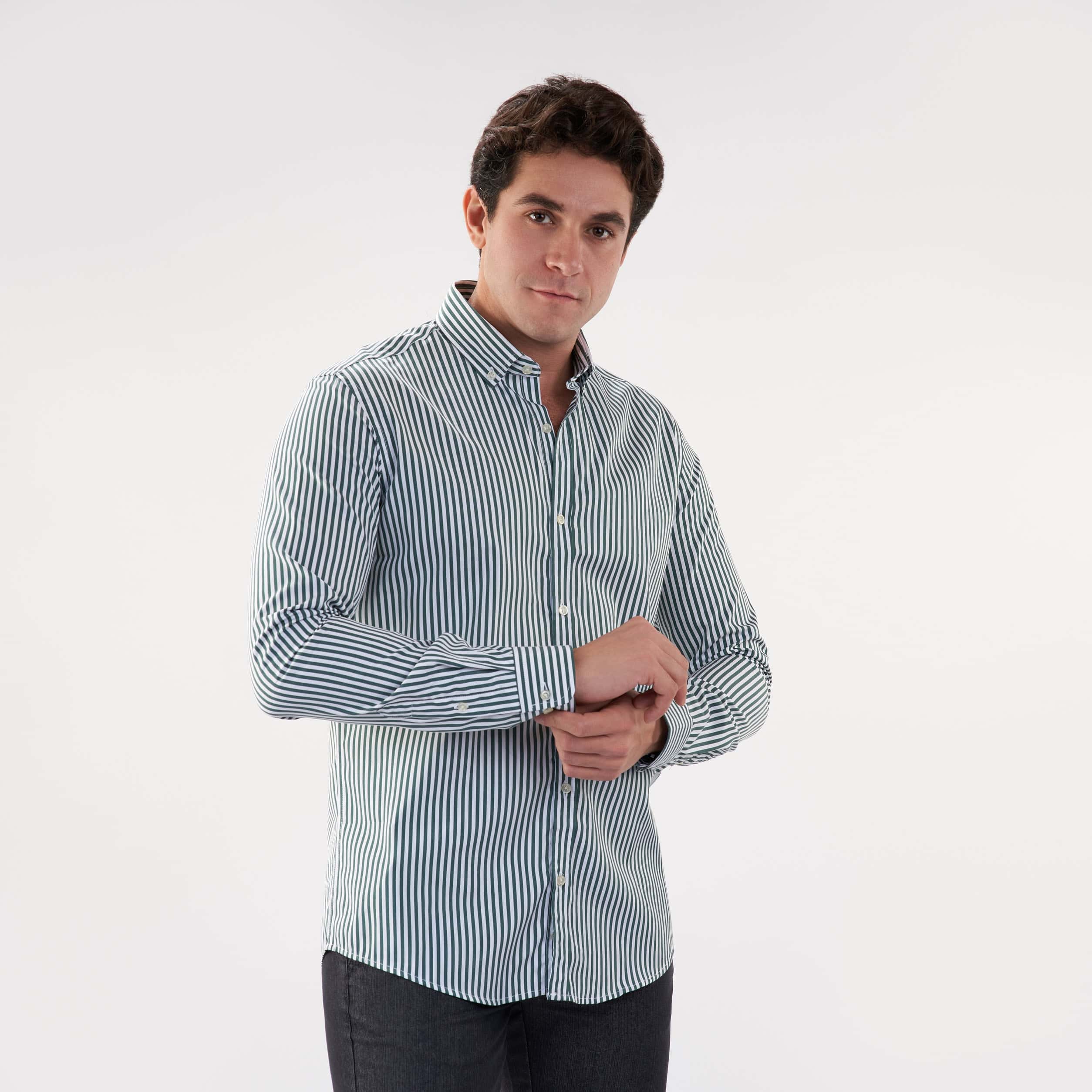 White & Green Classic Shirt(898) - nagahomme Main image