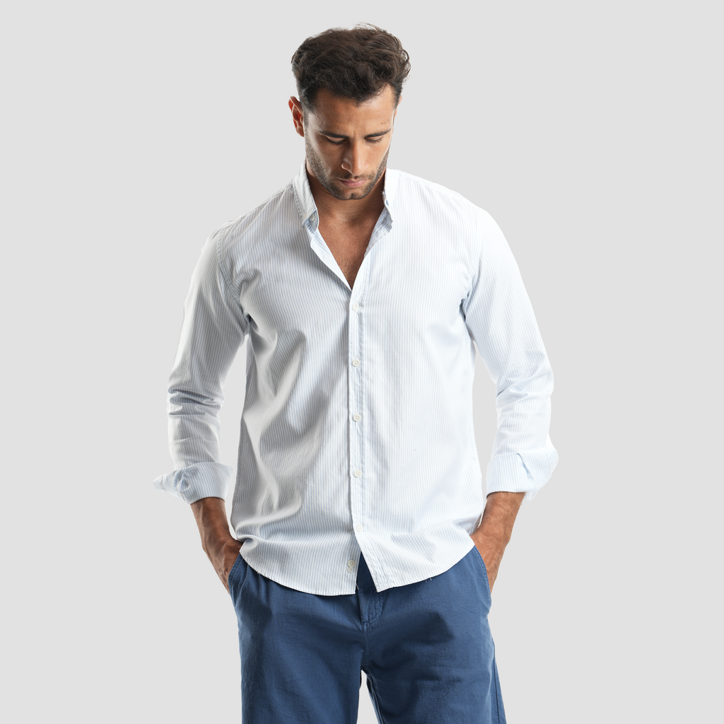 white*blue modern shirt (MSH984) - Naga Homme