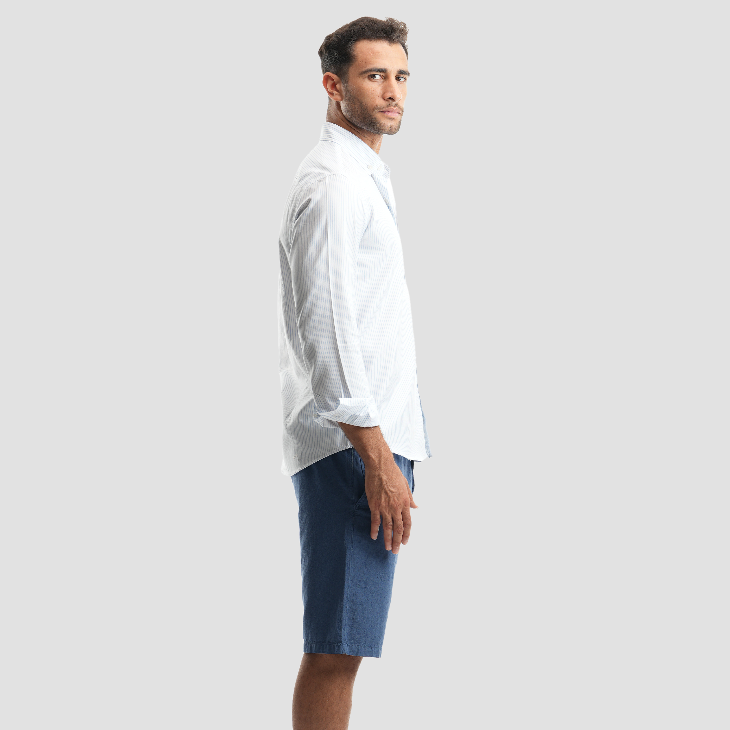 white*blue modern shirt (MSH984) - Naga Homme