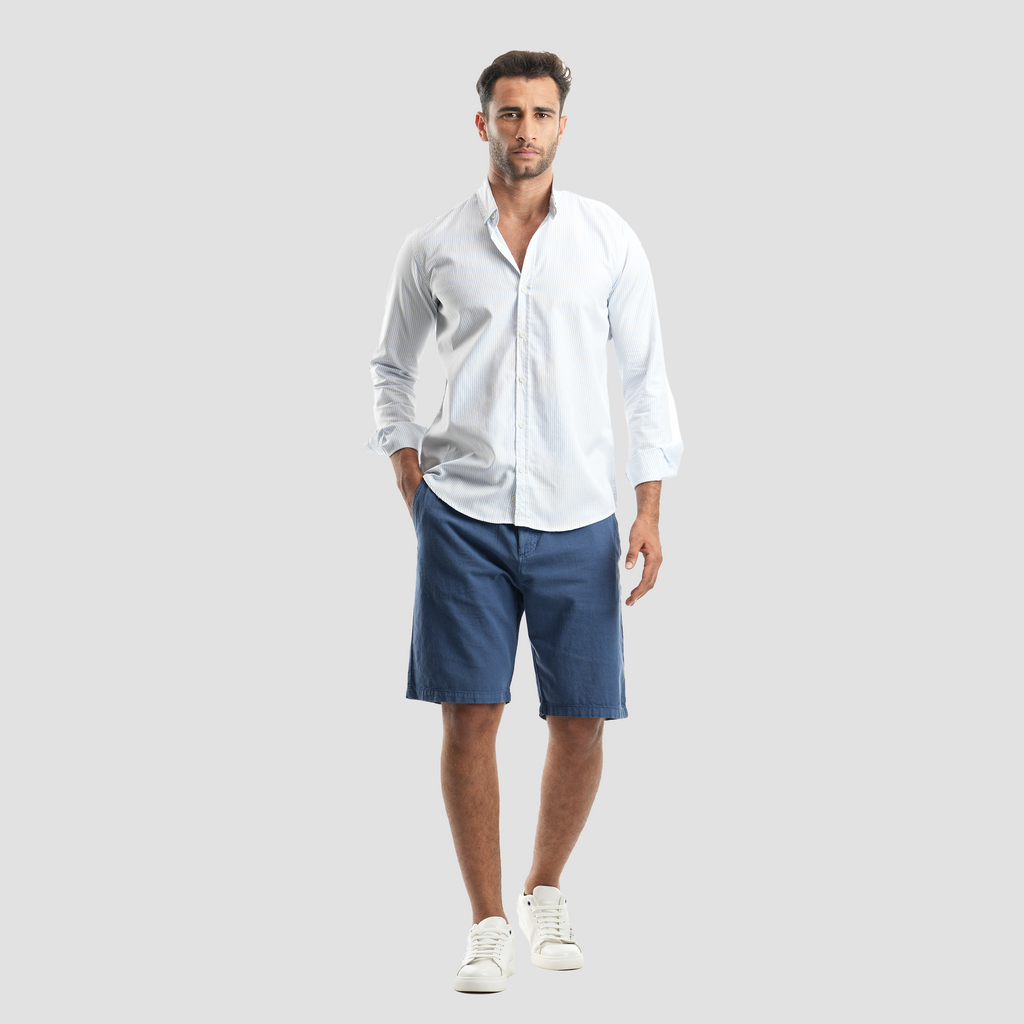 white*blue modern shirt (MSH984) - Naga Homme