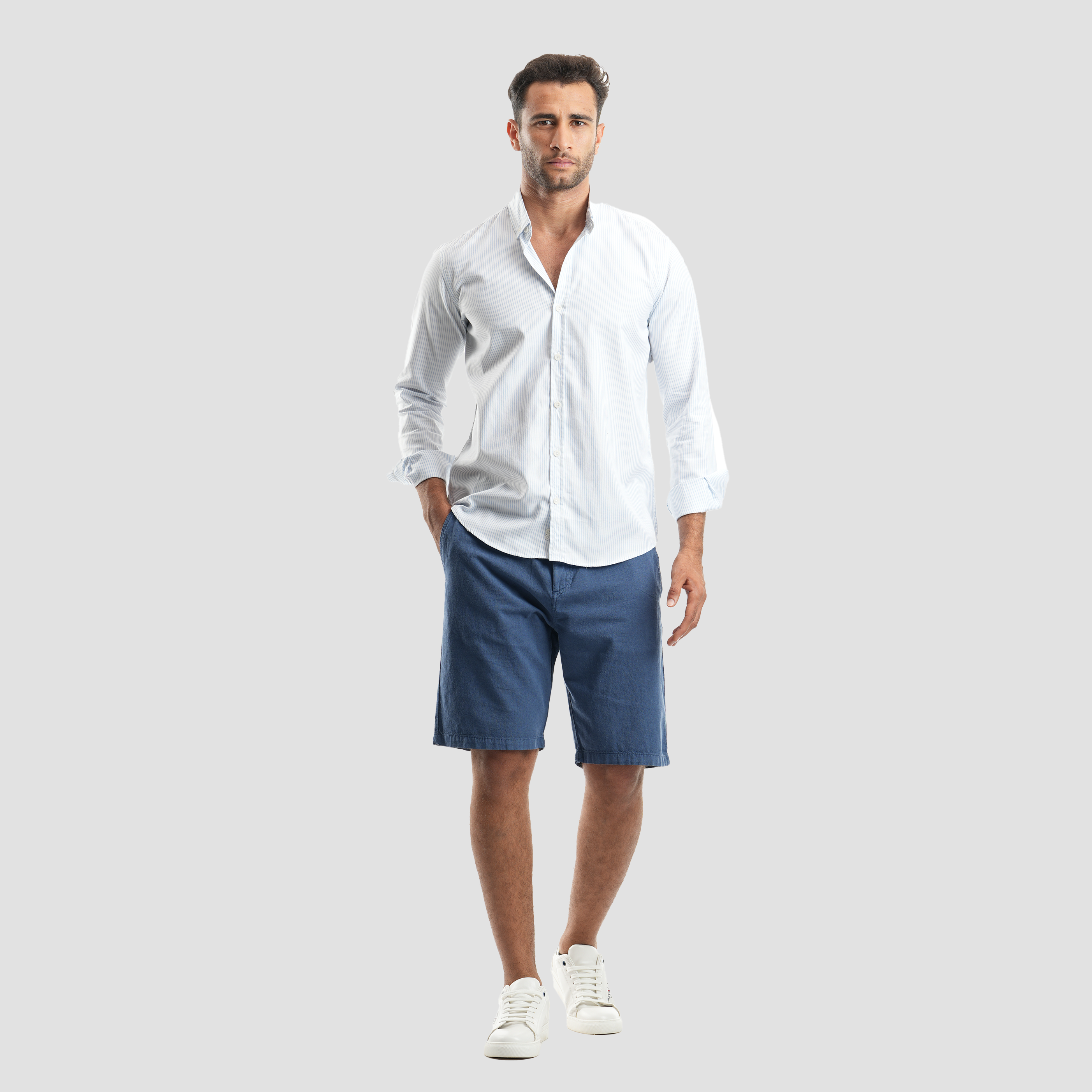 white*blue modern shirt (MSH984) - Naga Homme