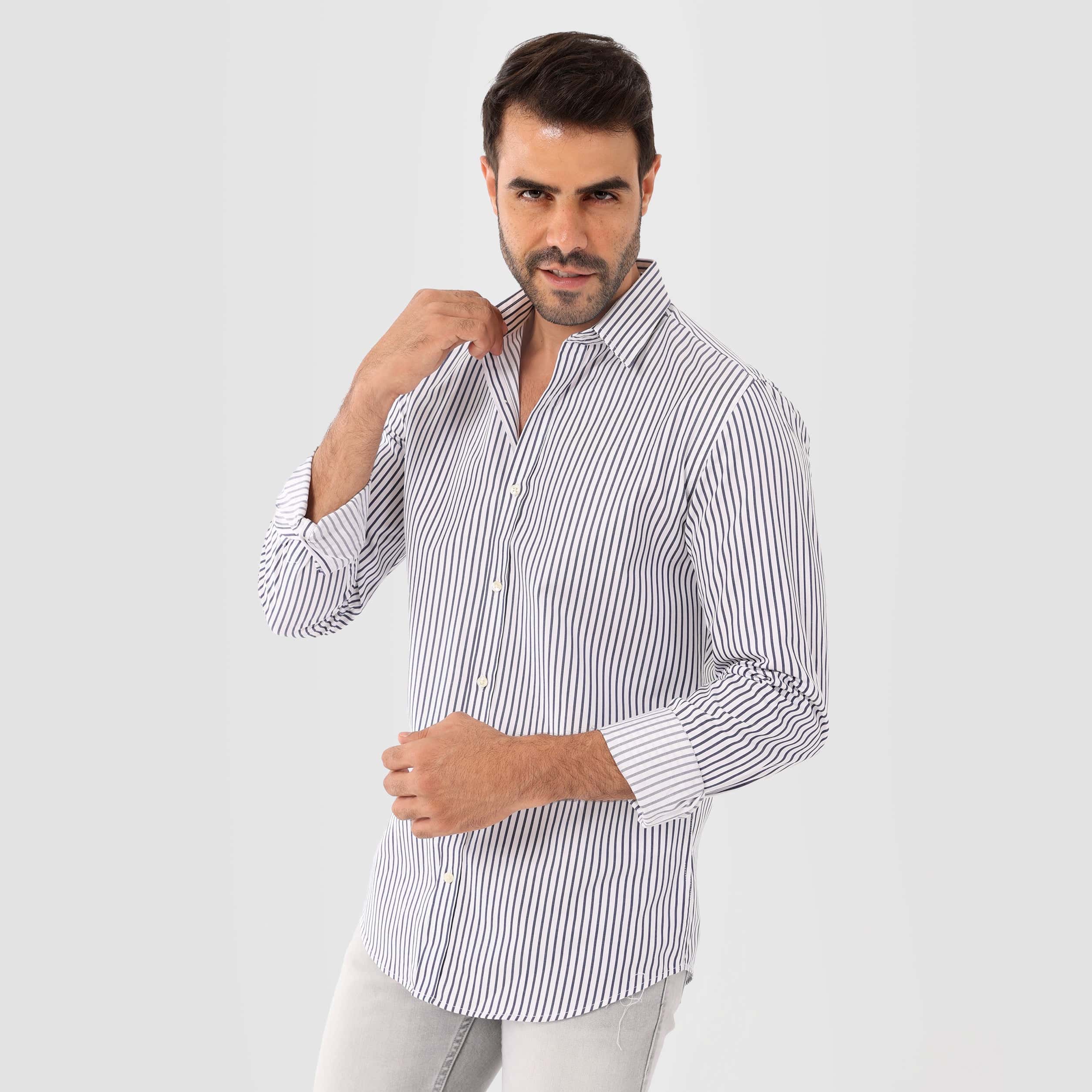 Smart Long Sleeve Strips Shirt - MSH987 - nagahomme