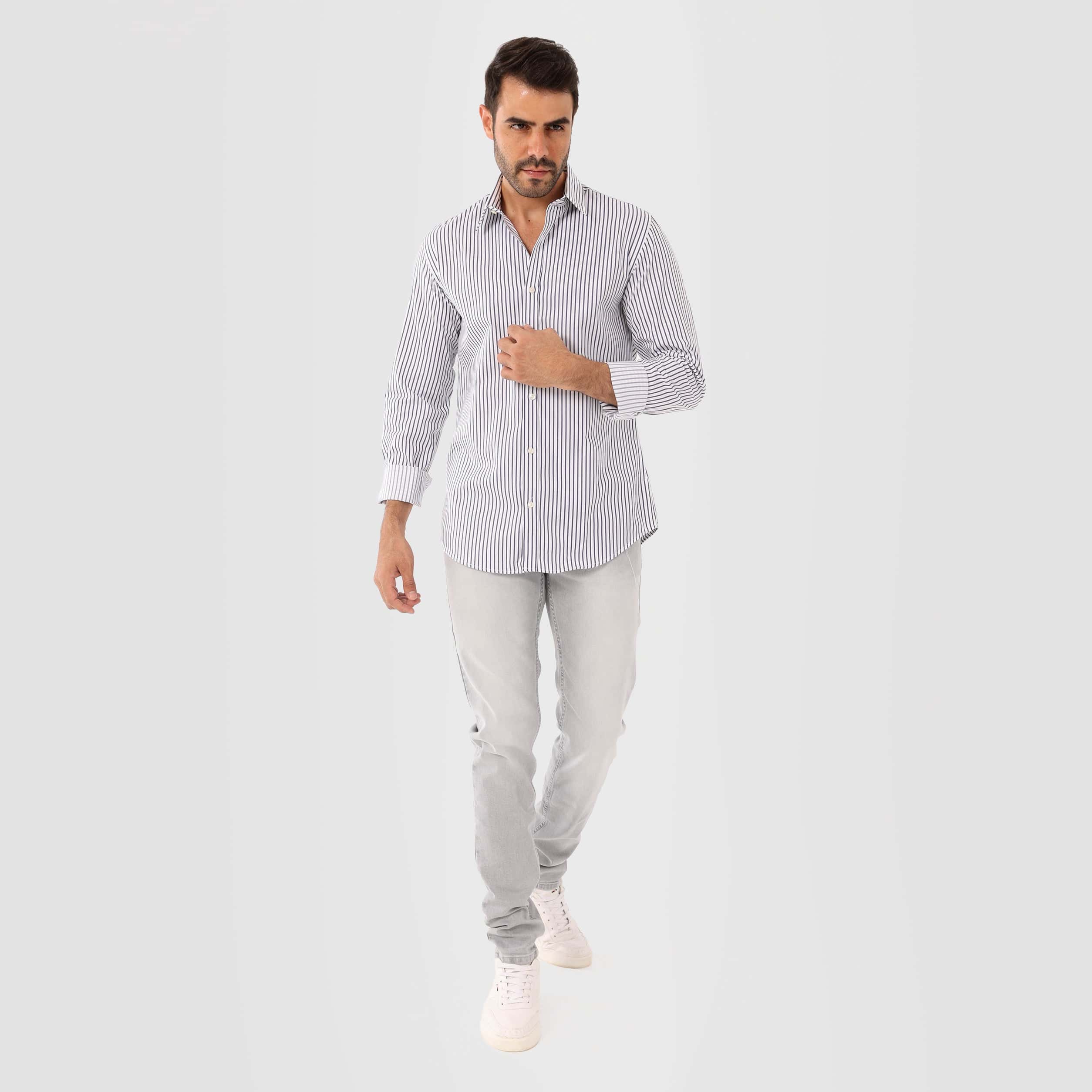 Smart Long Sleeve Strips Shirt - MSH987 - nagahomme