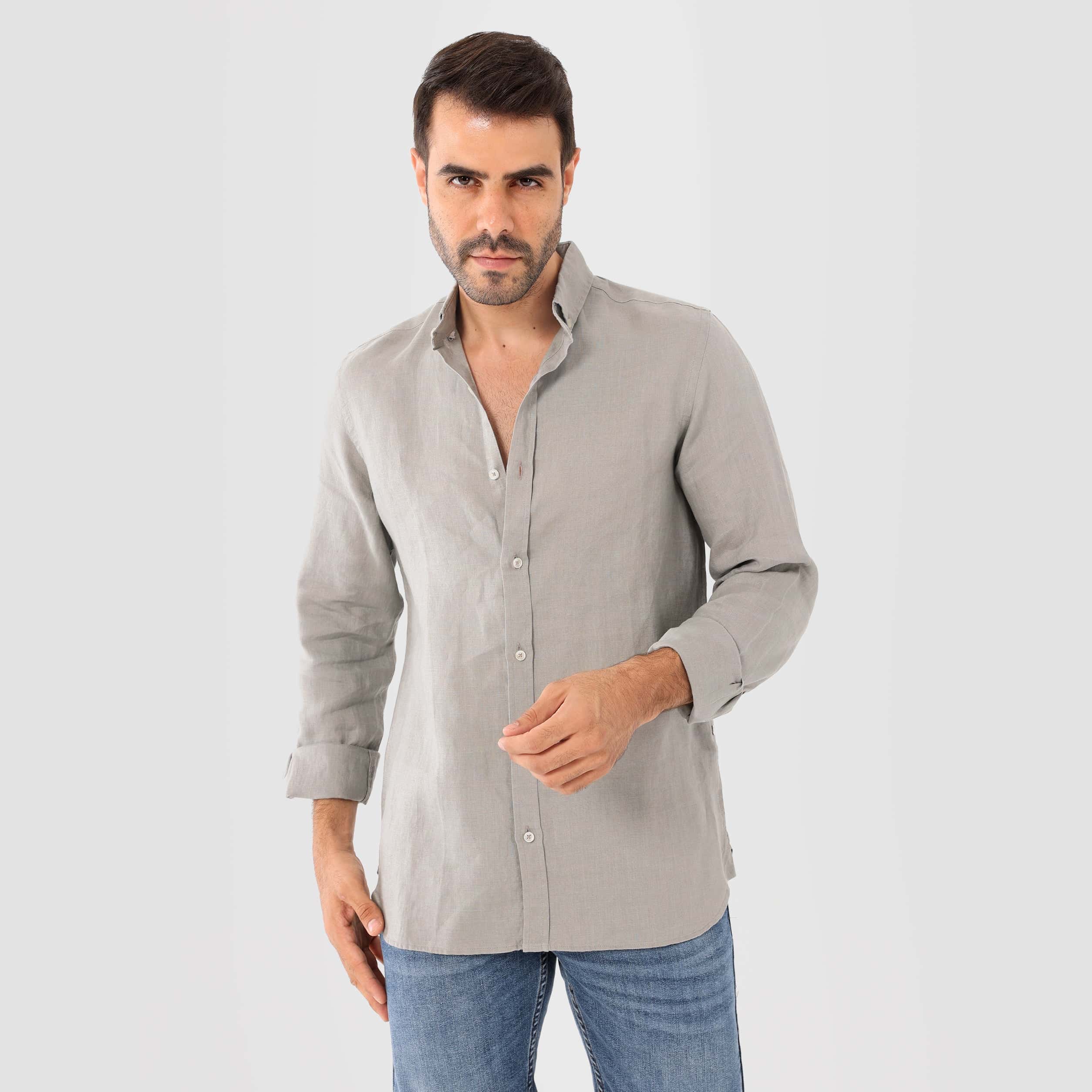 Beige Linen Shirt(996) - nagahomme