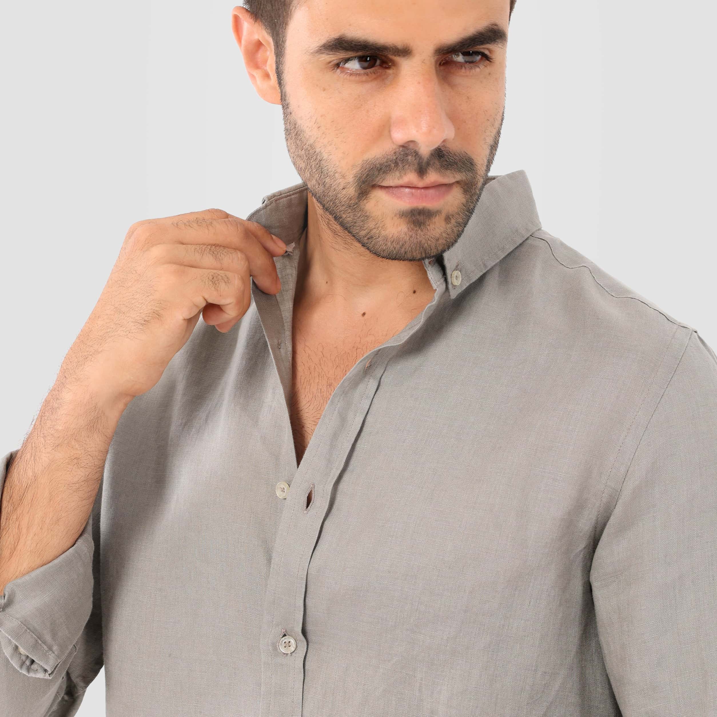 Beige Linen Shirt(996) - nagahomme