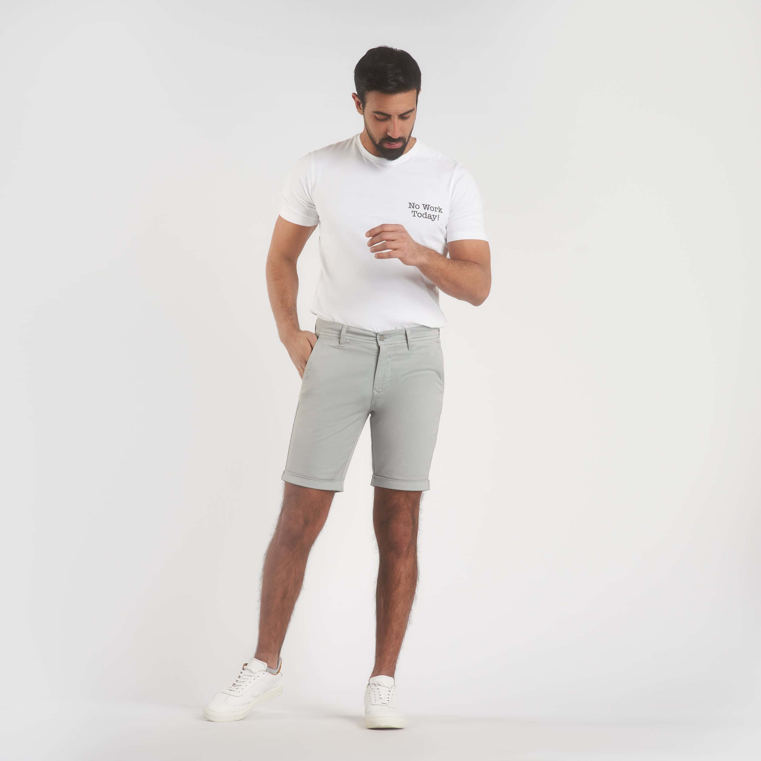 Grey Gabardine Shorts(39) - Naga Homme Main image