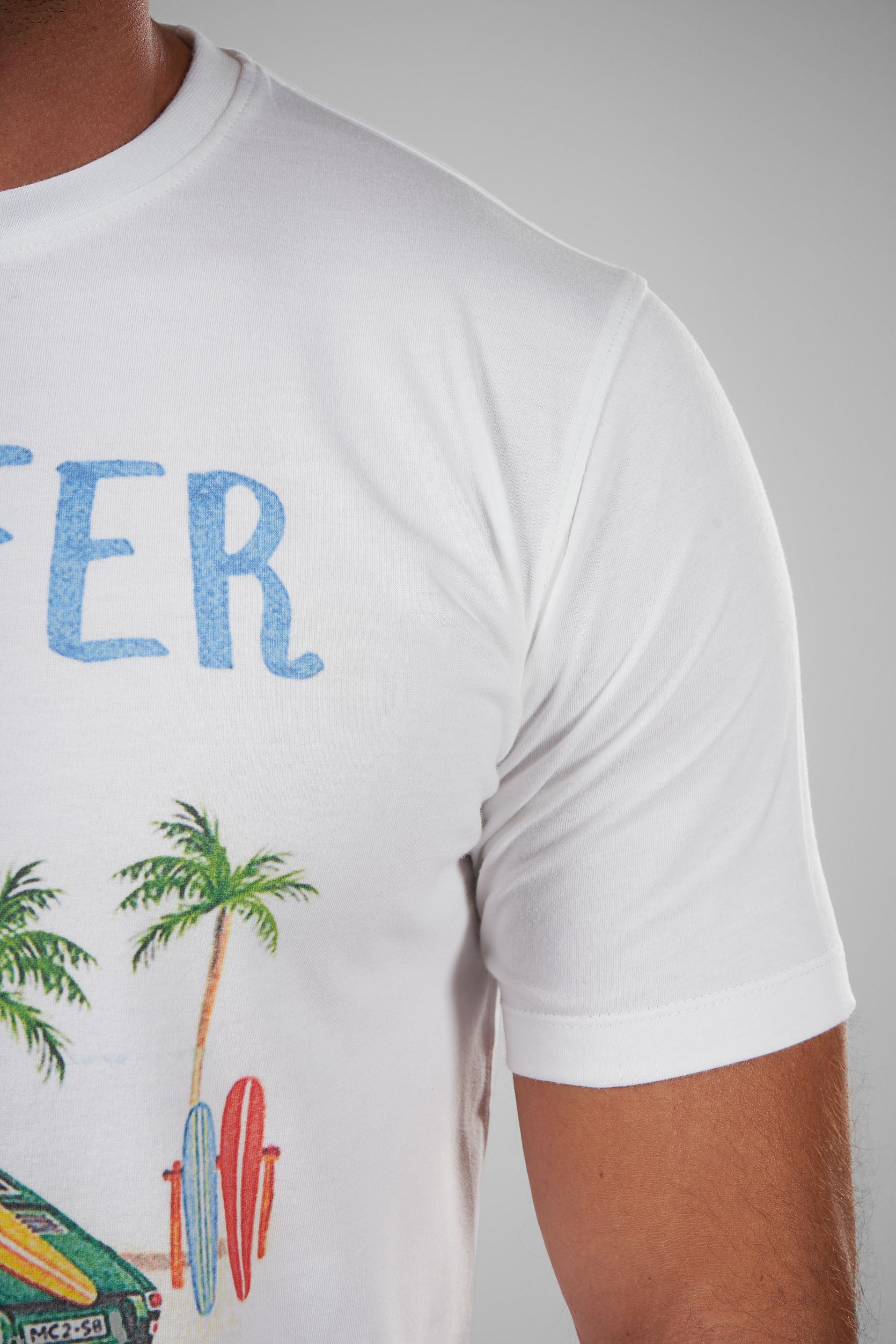 "Surfer" Printed White T-Shirt