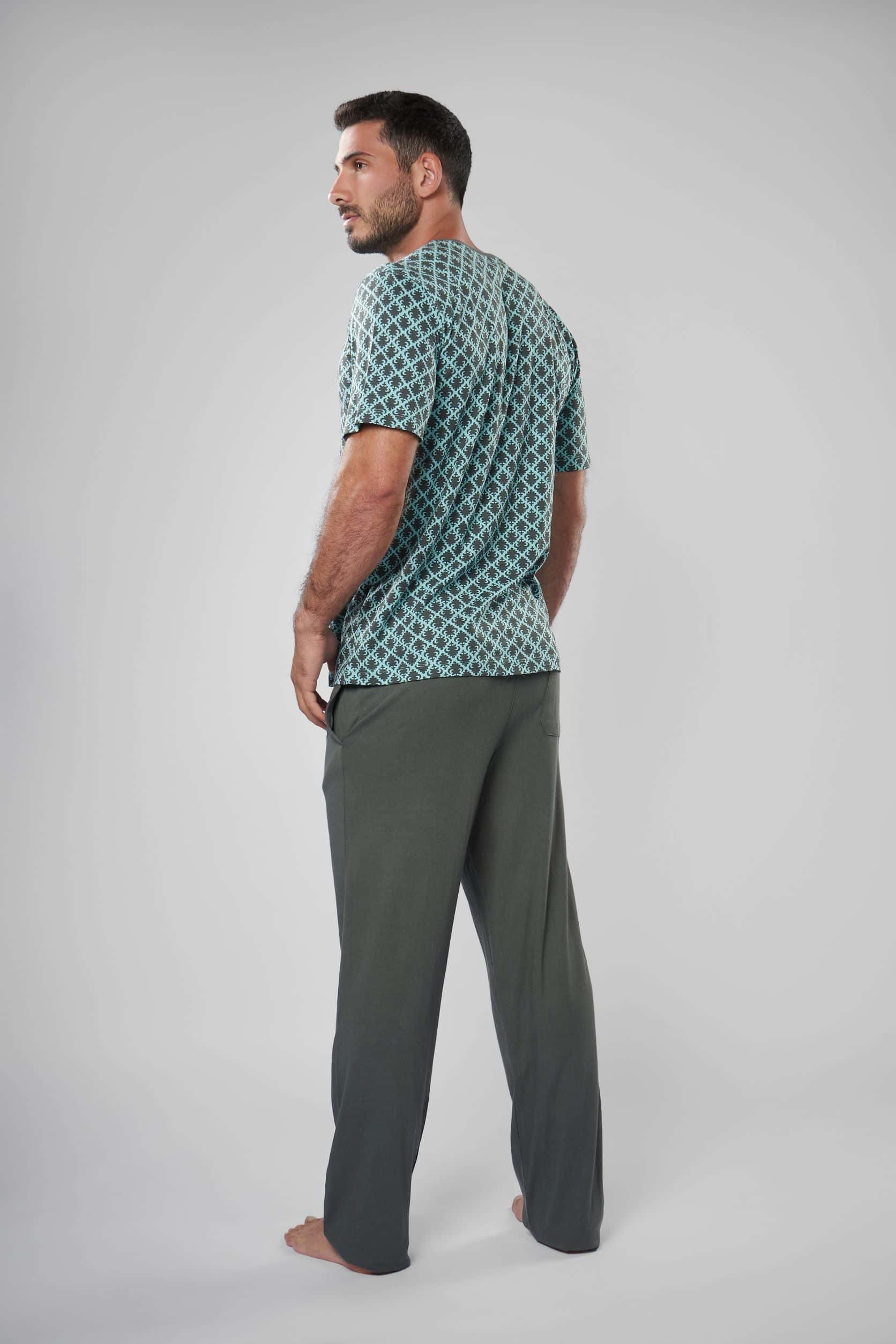 بيجامة نص كم زيتي فاتح Secondary image