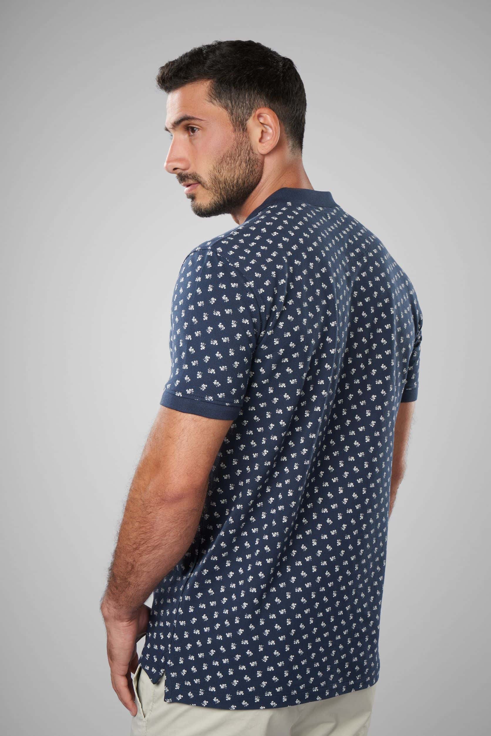 Printed Short Sleeves With Contrast Collar Polo(11) - nagahomme