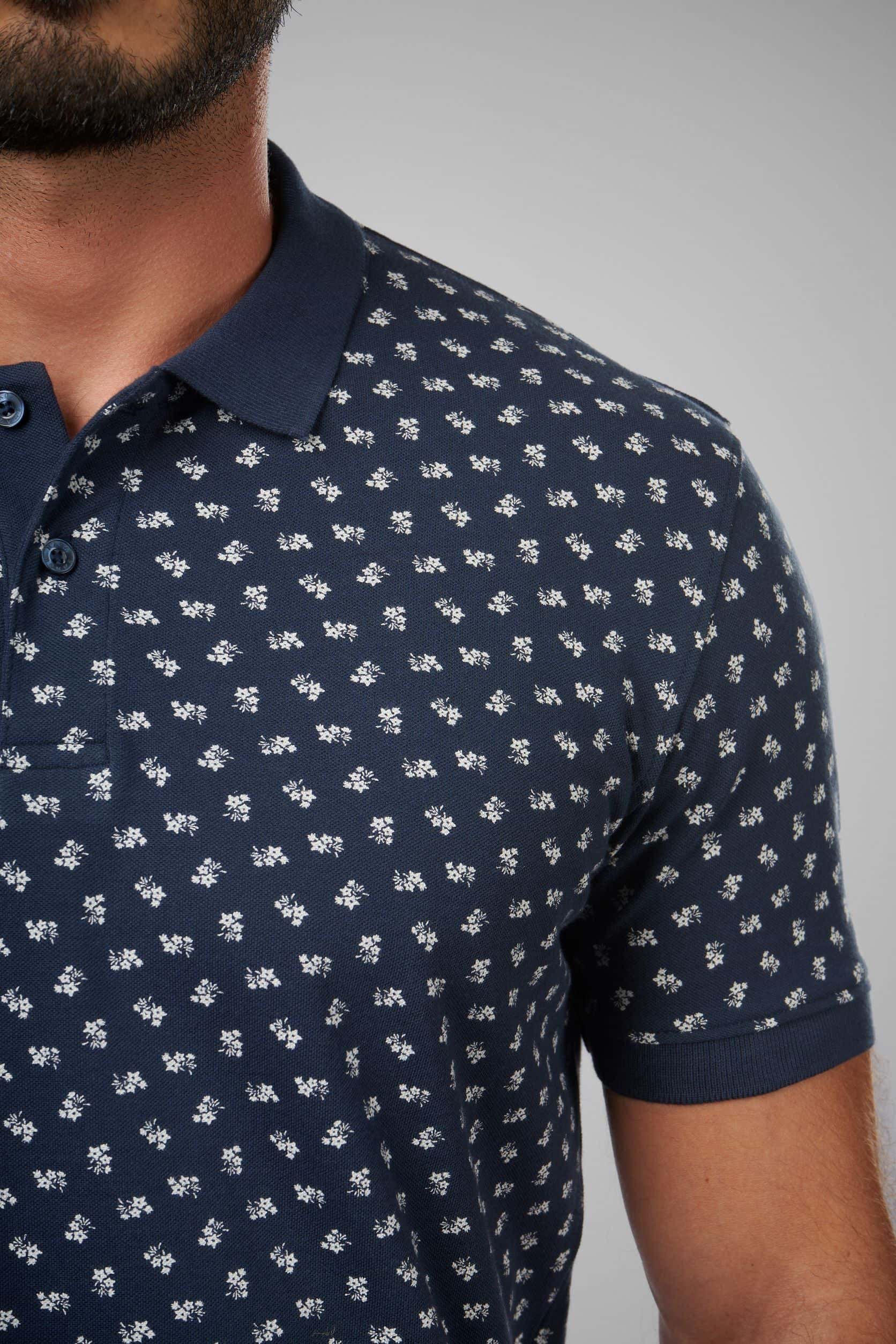 Printed Short Sleeves With Contrast Collar Polo(11) - nagahomme