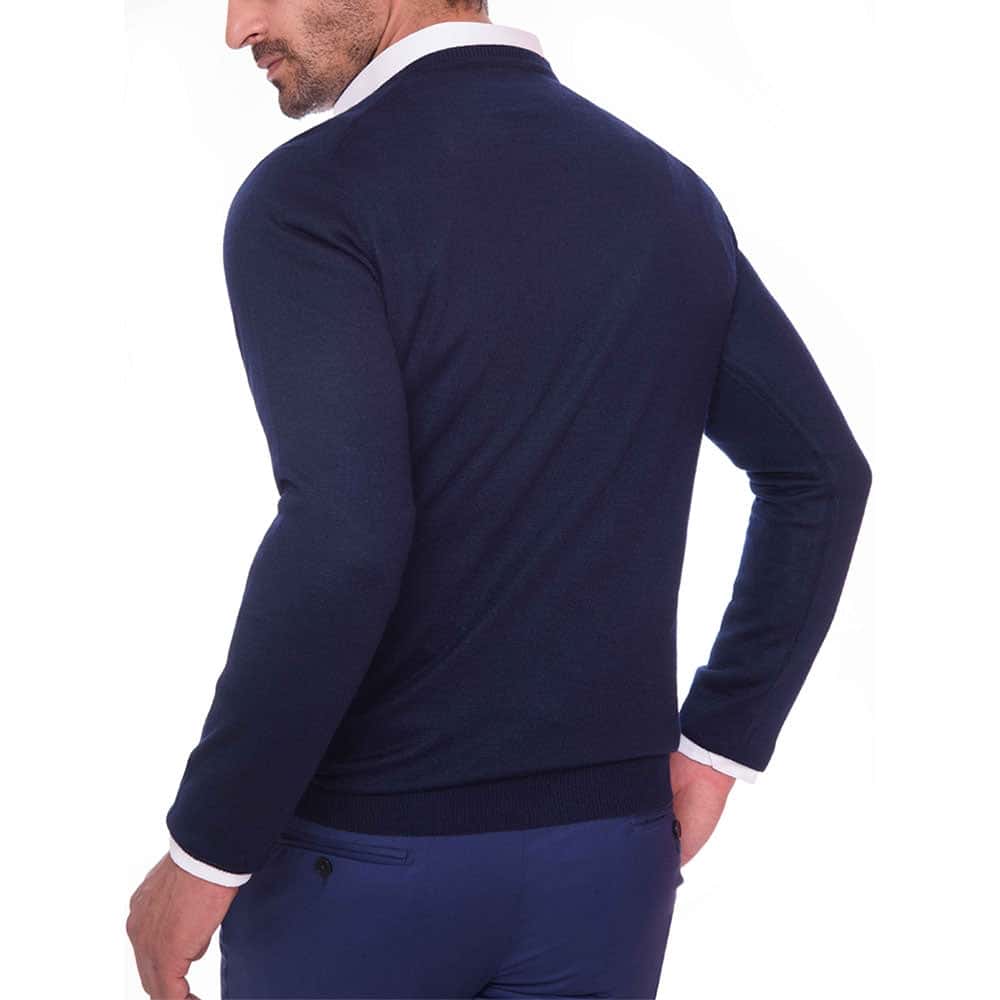 Navy Blue V-Neck Pullover(05) - nagahomme