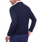 Navy Blue V-Neck Pullover(05) - nagahomme
