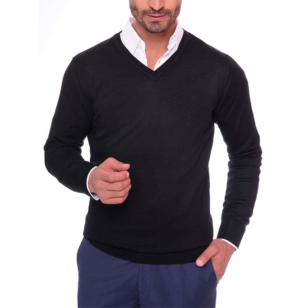 Black V-Neck Pullover(05) - nagahomme Main image