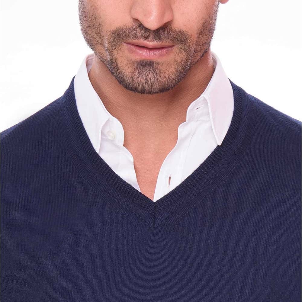 Navy Blue V-Neck Pullover(05) - nagahomme